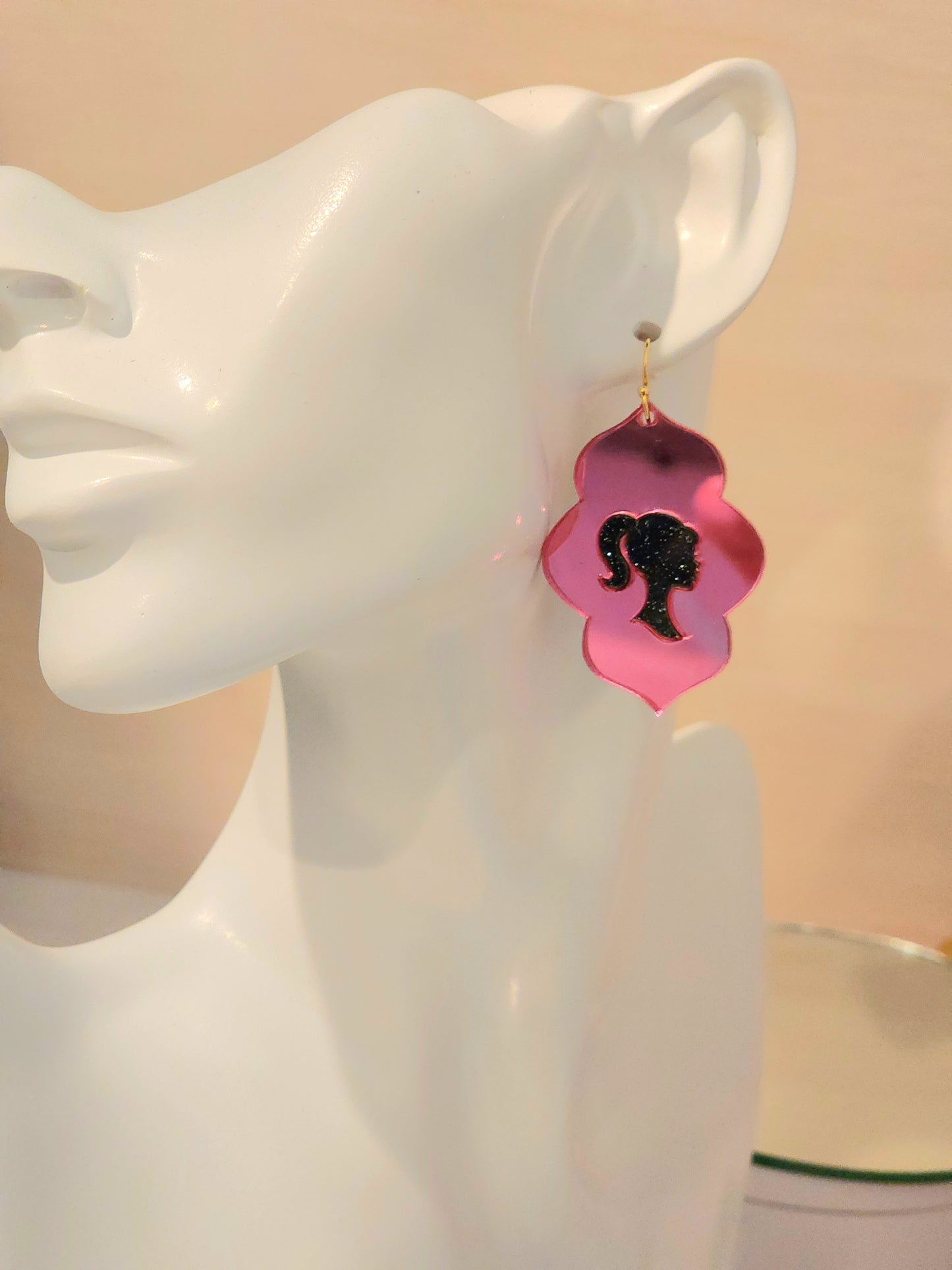 Pink metalic doll Earrings