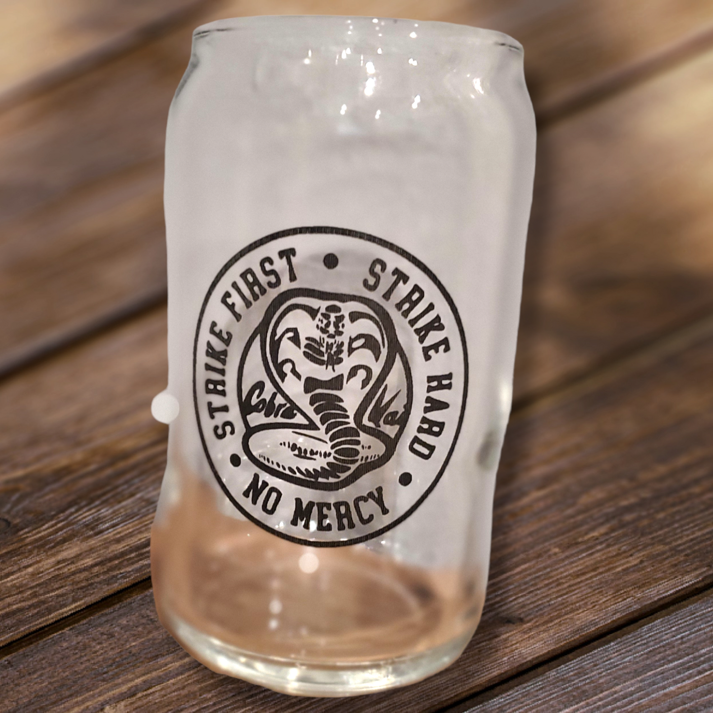 Strike first strike hard, Cobra Kai beer glass