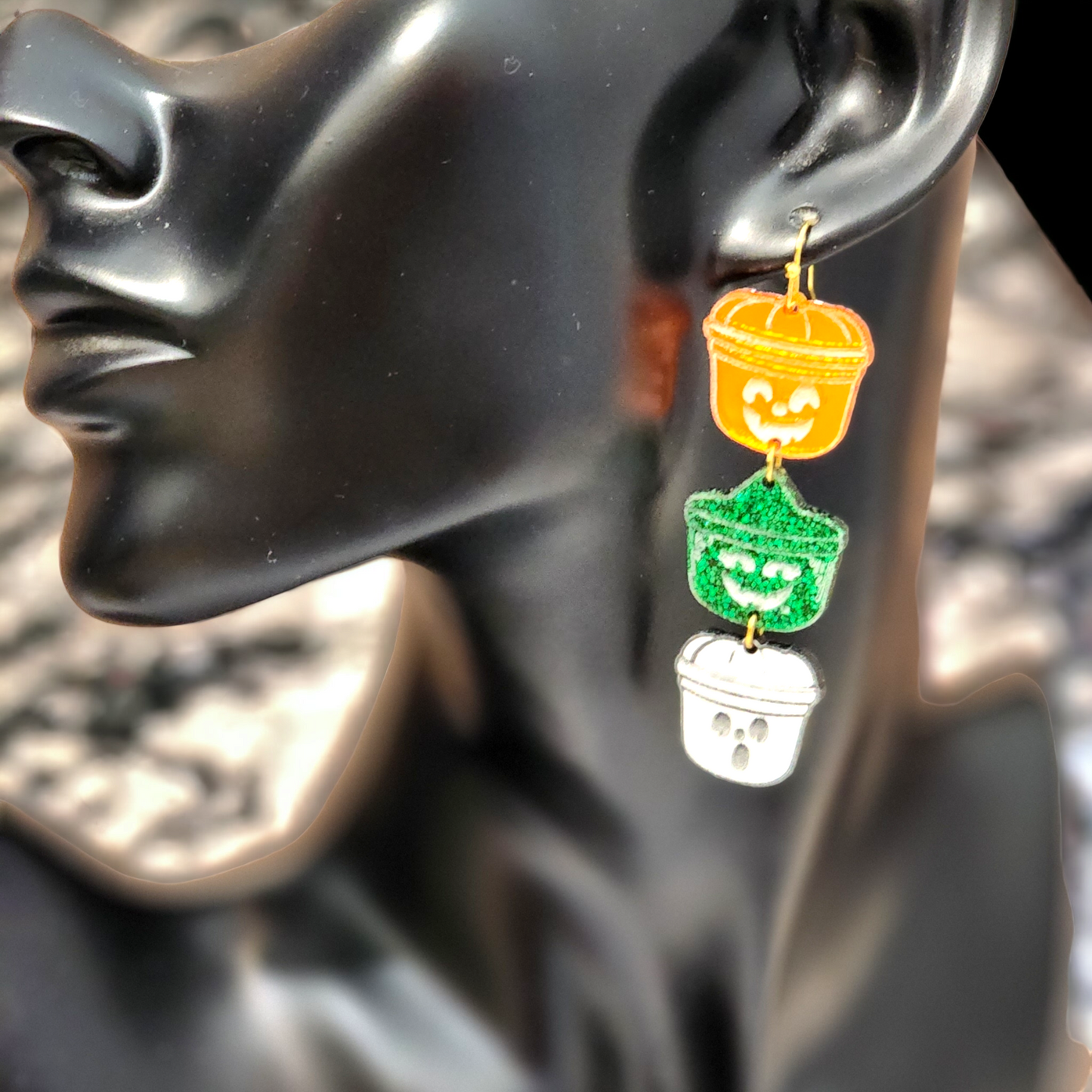 Halloween Pail Earrings trio