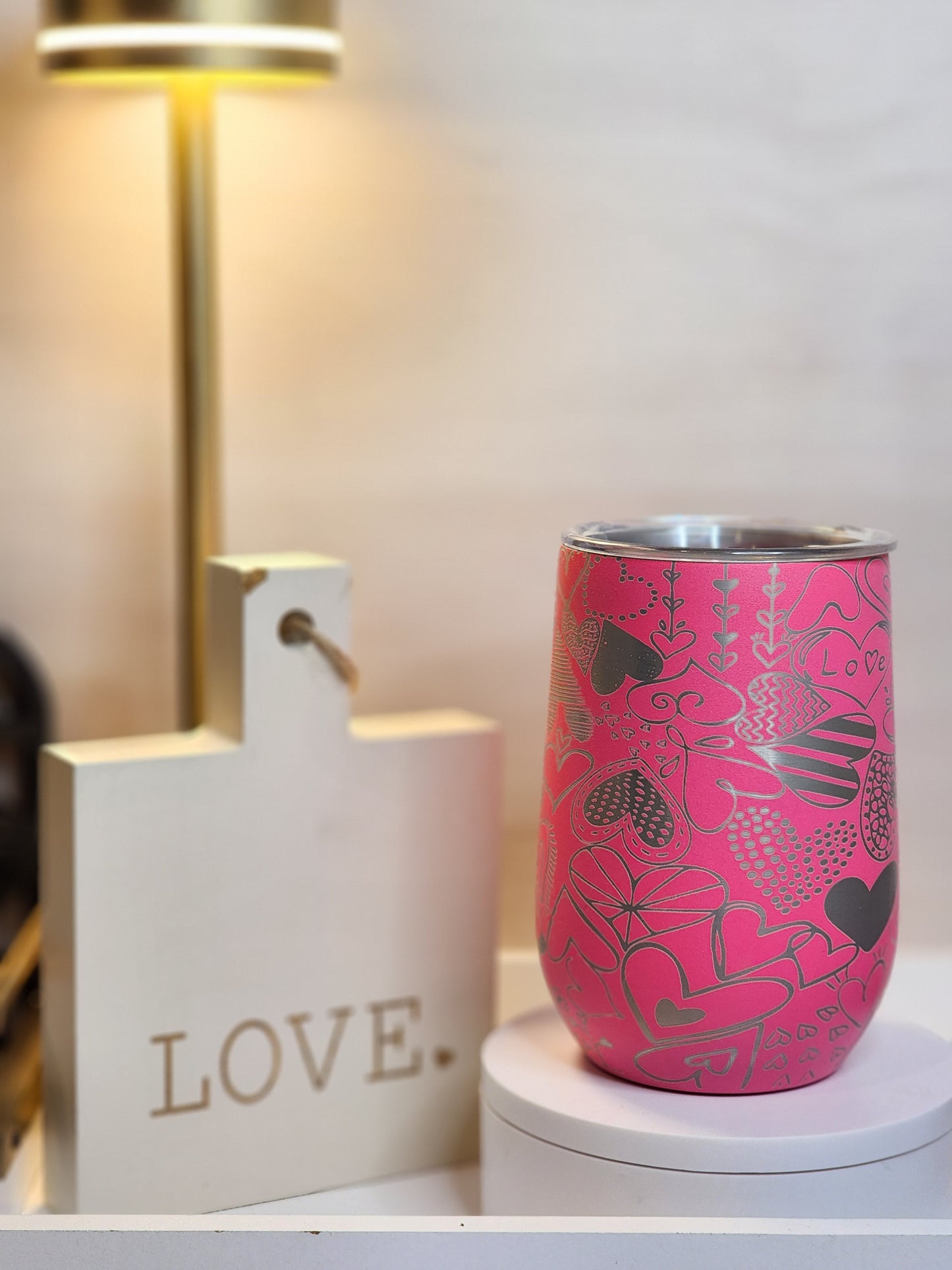 Pink Heart Wine tumbler