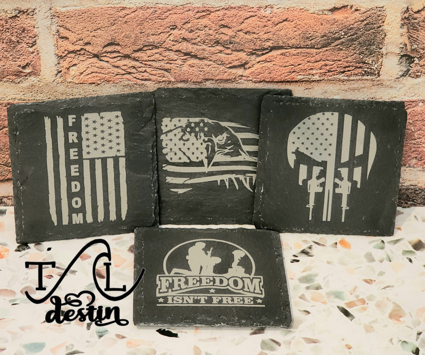 Freedom Slate Coaster Set