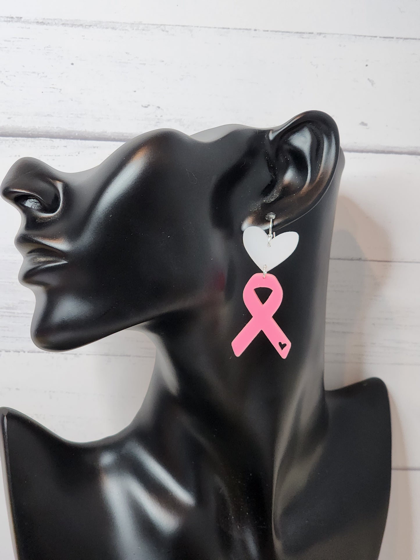Breast cancer awareness earrings