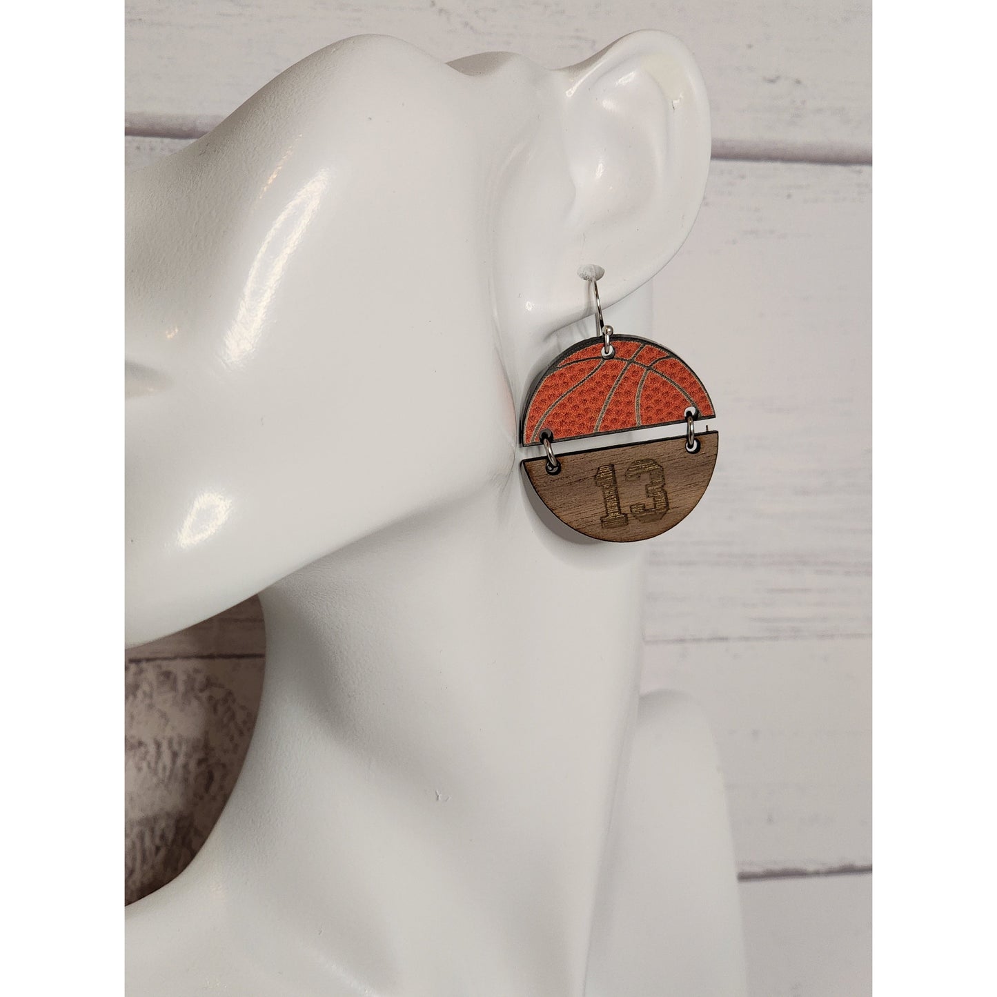 Basketball number earrings