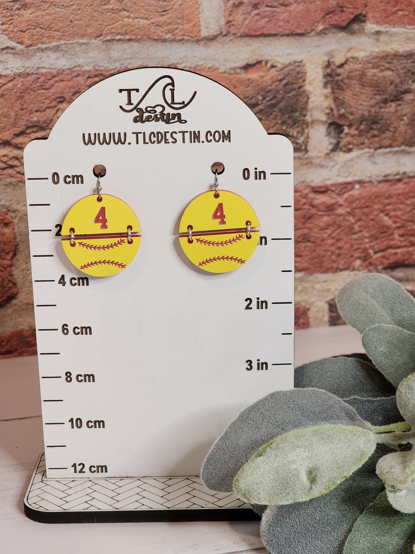 Baseball or softball number earrings