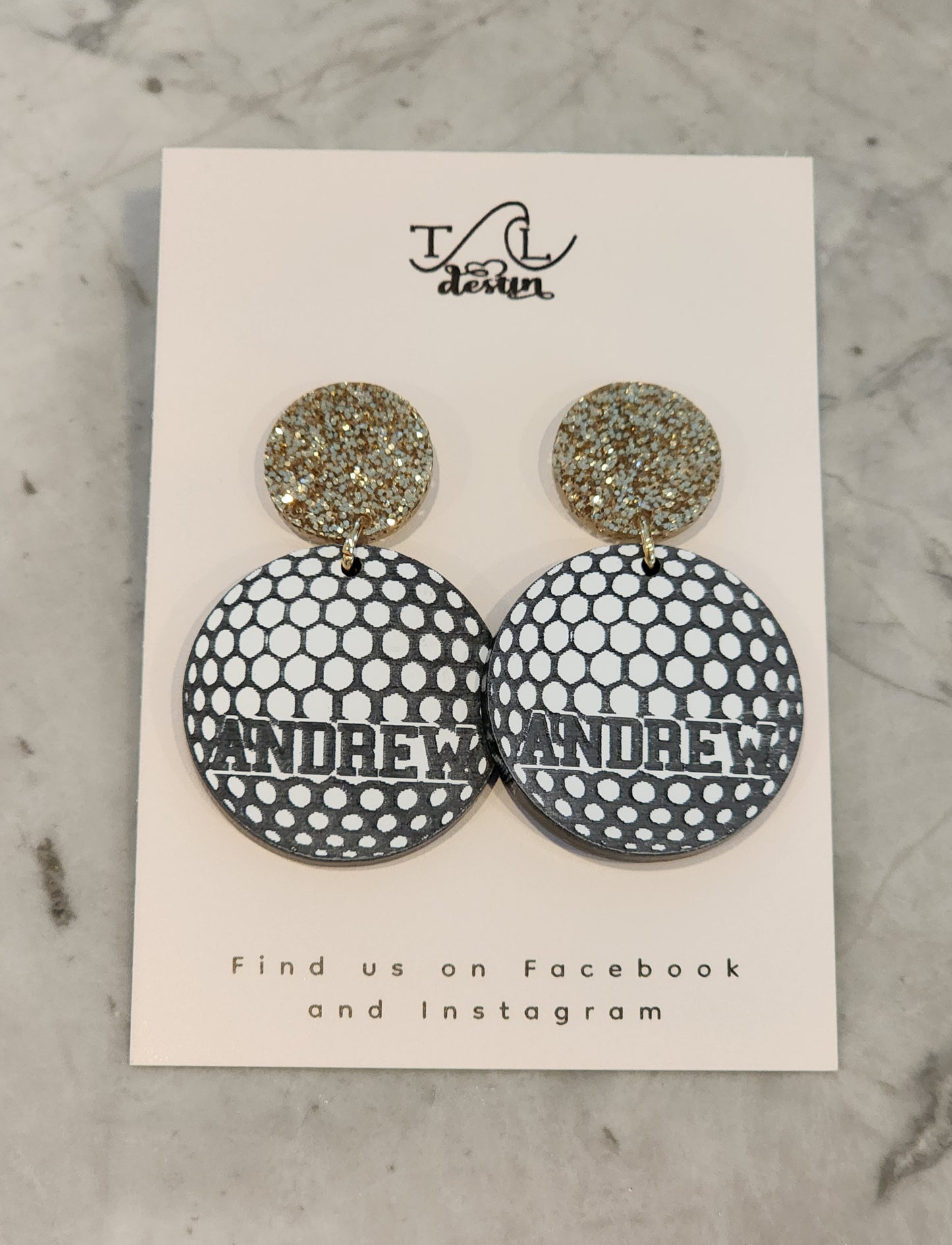 Golf earrings, Personalized