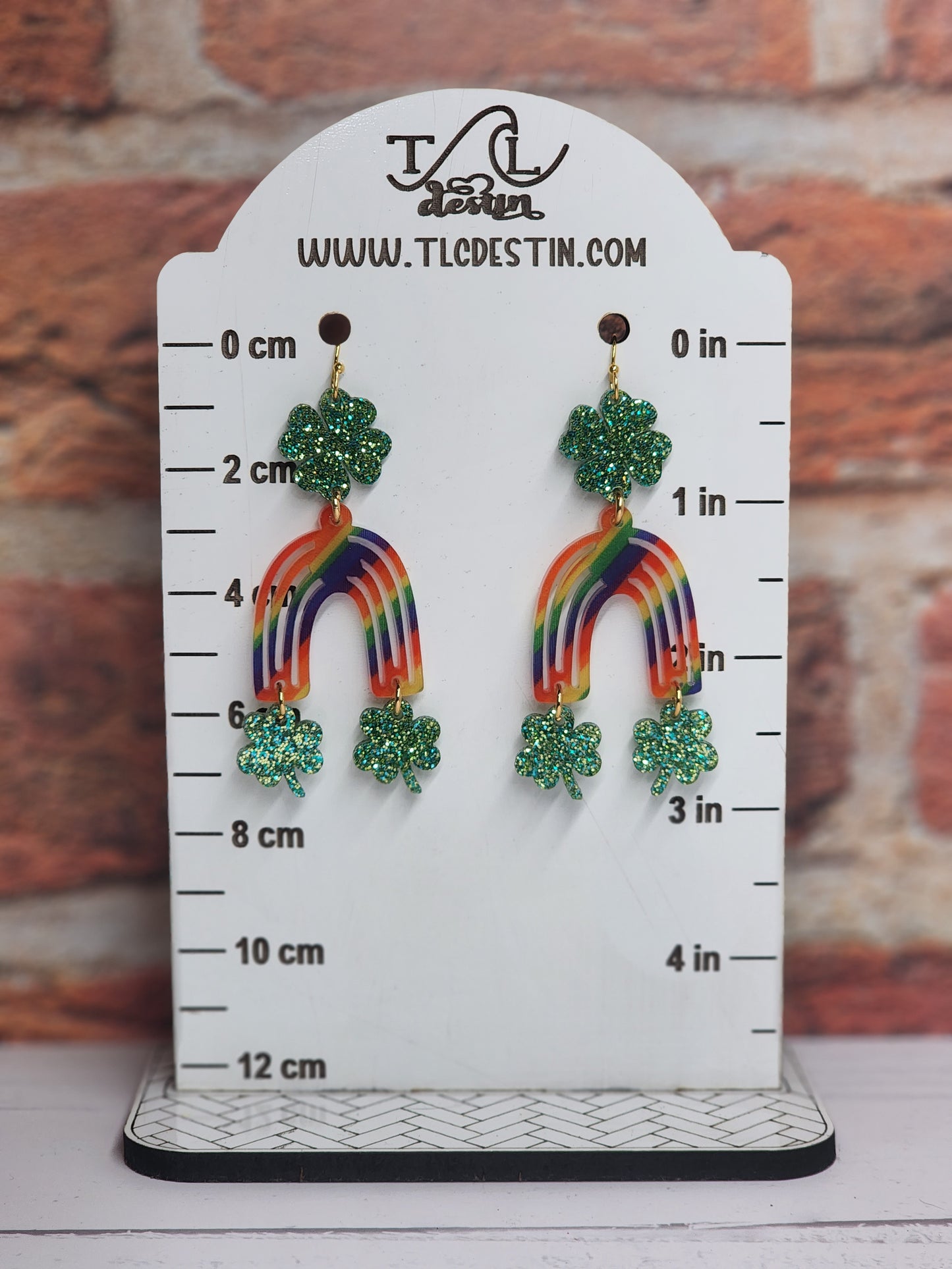Rainbow clover earrings