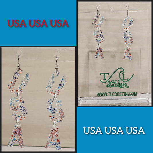 USA Acrylic Earrings.