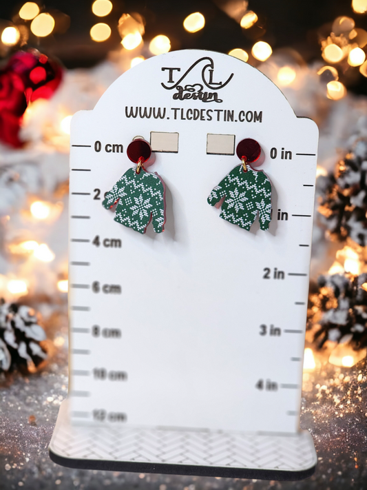 Green ugly sweater earrings