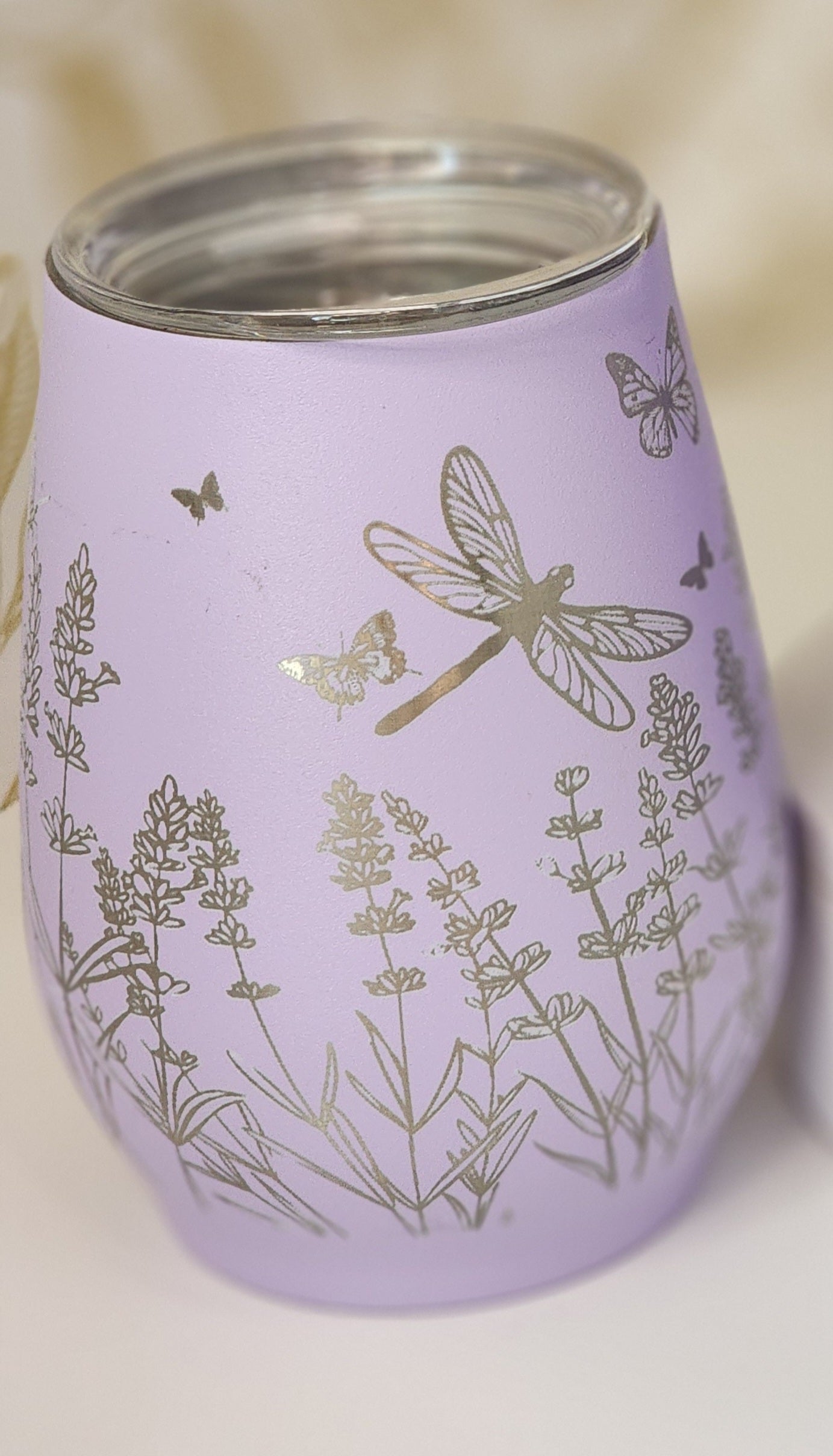 Lavender floral wine tumbler