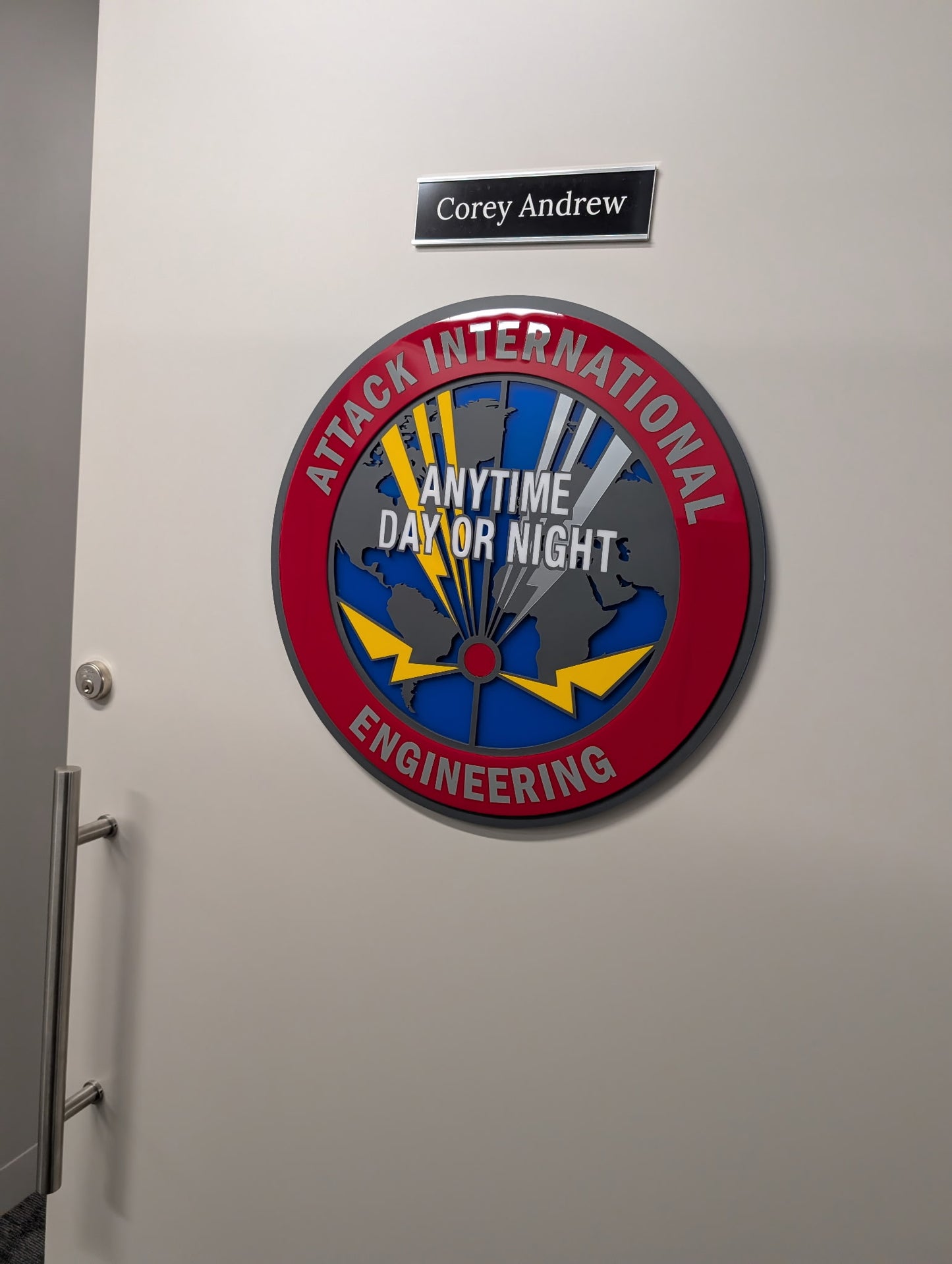 Attack International Custom Door sign