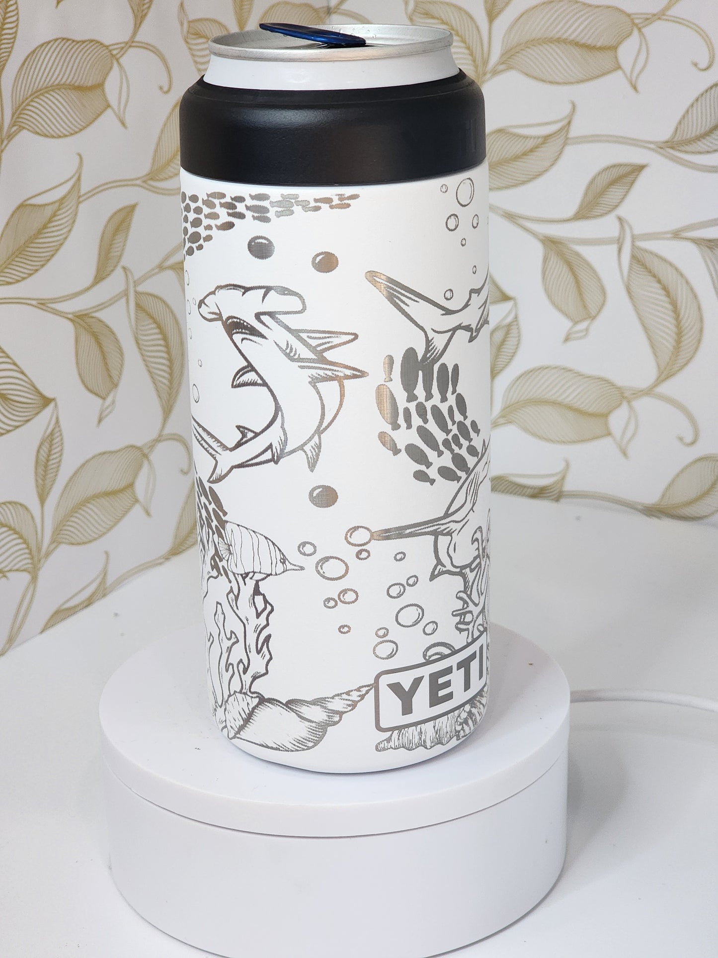 Shark engraved Yeti Can Cooler-skinny