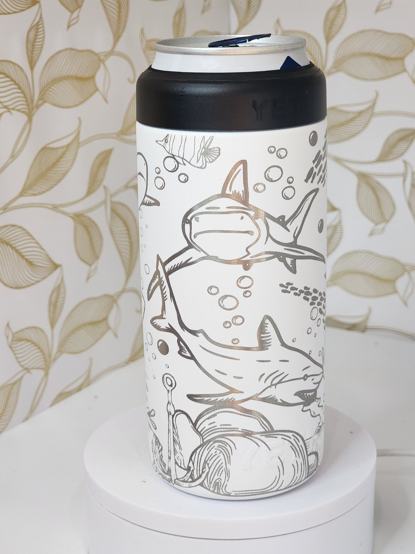 Shark engraved Yeti Can Cooler-skinny