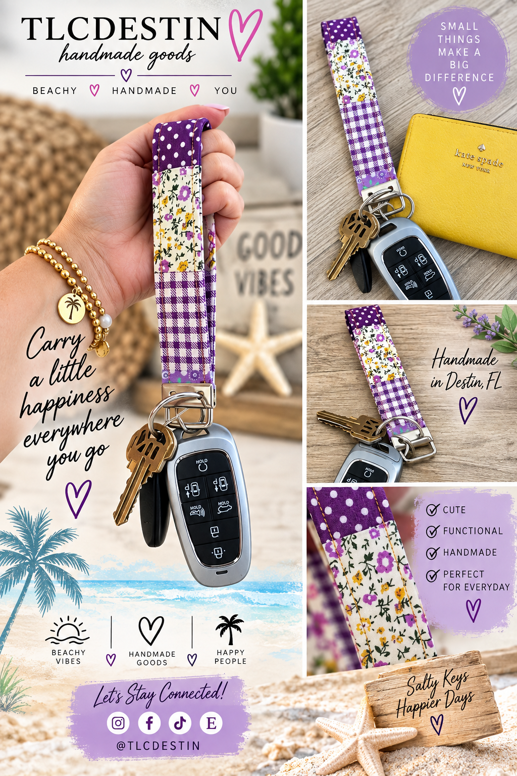 Handmade Fabric Key Fob Wristlet