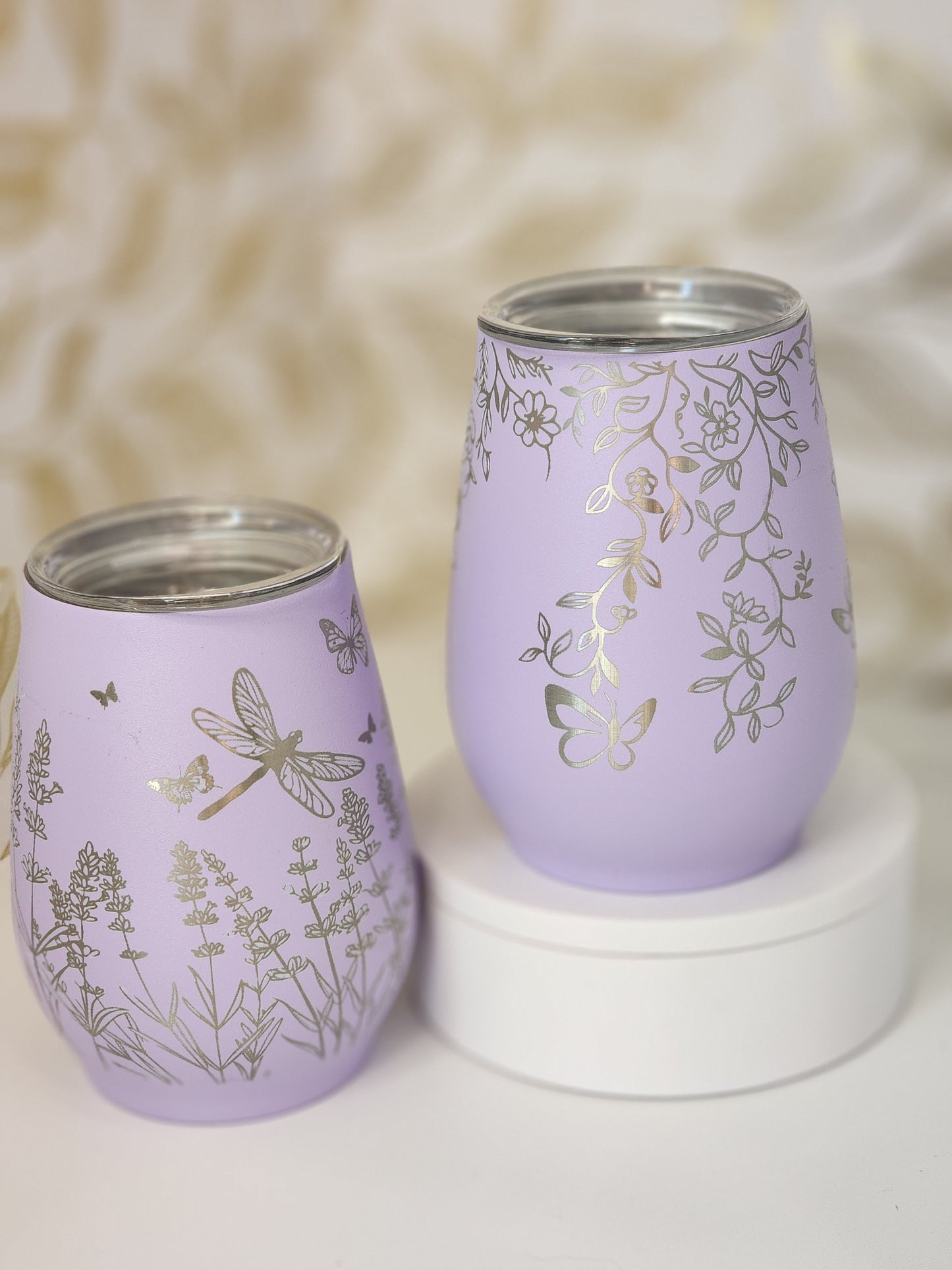 Lavender floral wine tumbler