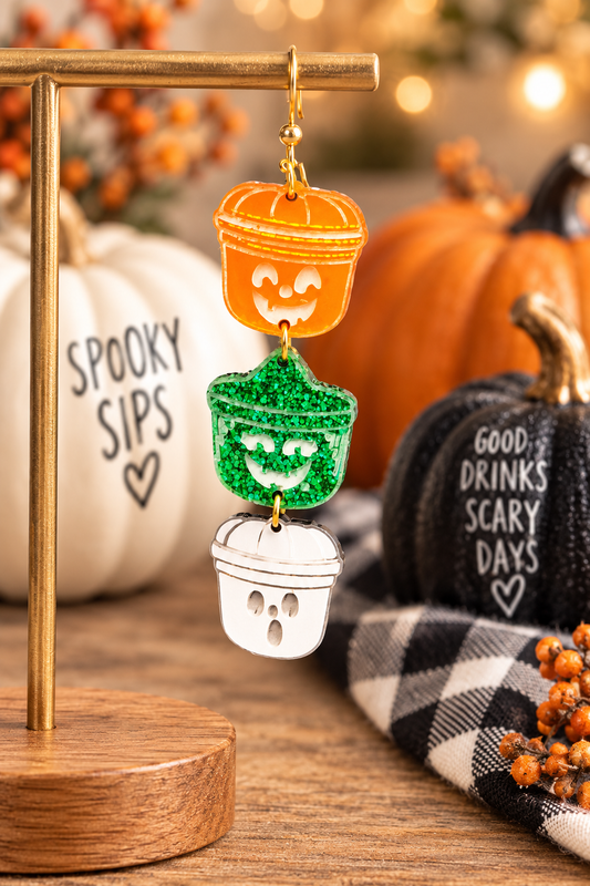 Halloween Pail Earrings trio