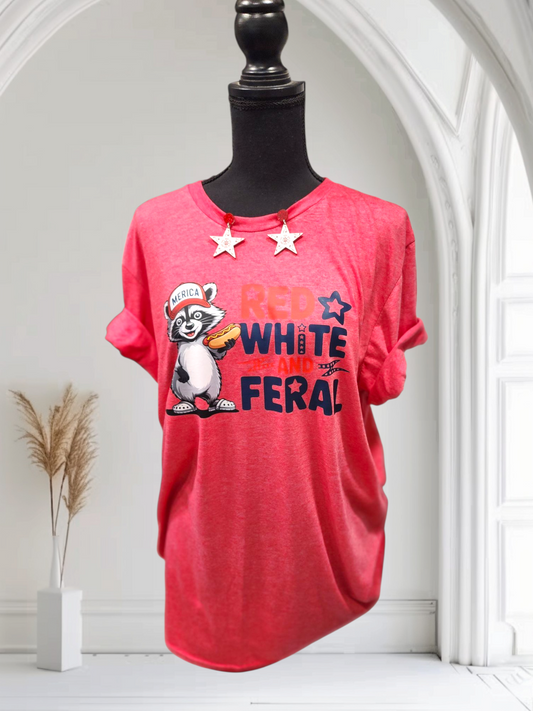 Red White and Feral Tee