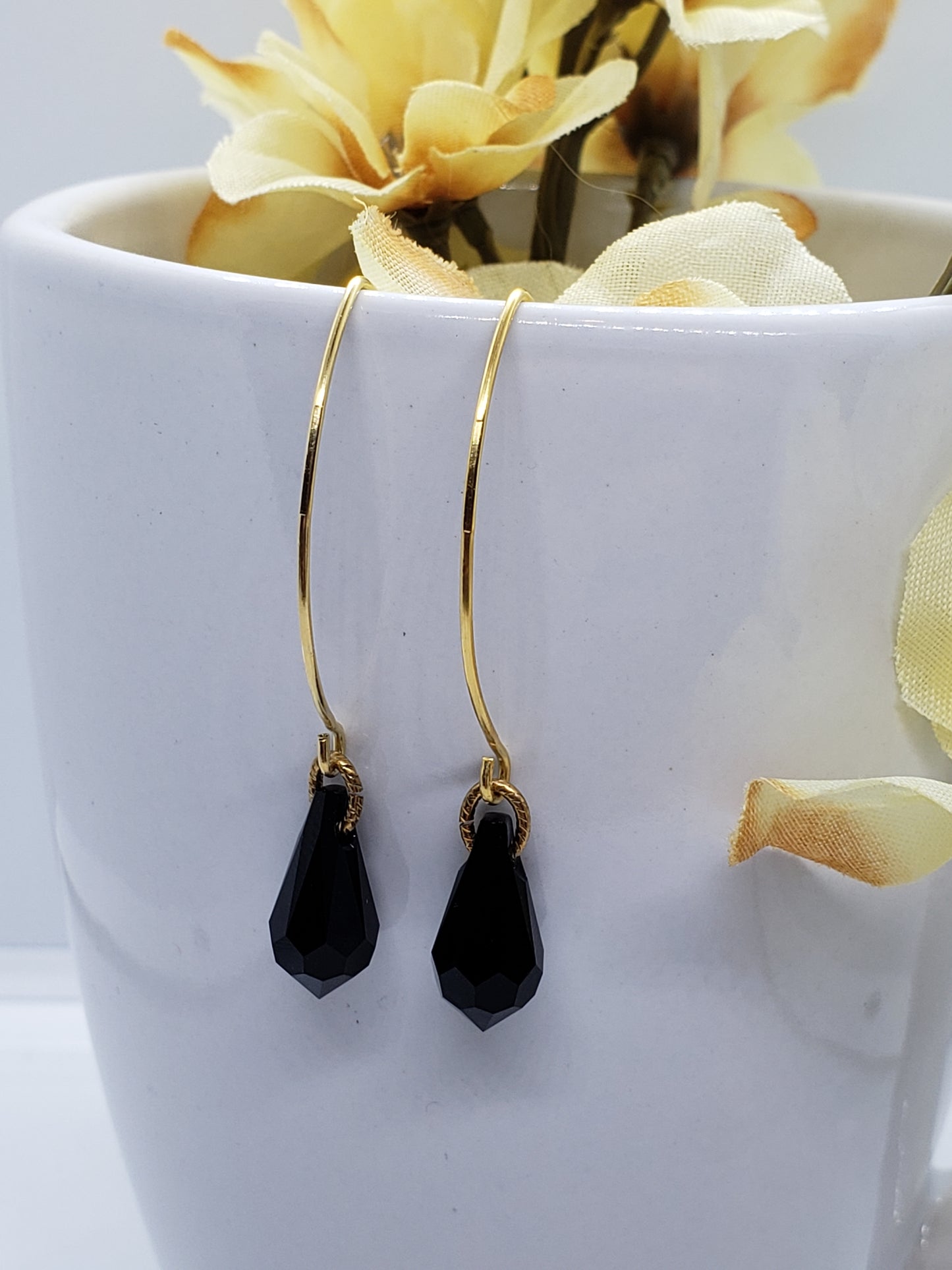 Black and Gold Swarovski earrings