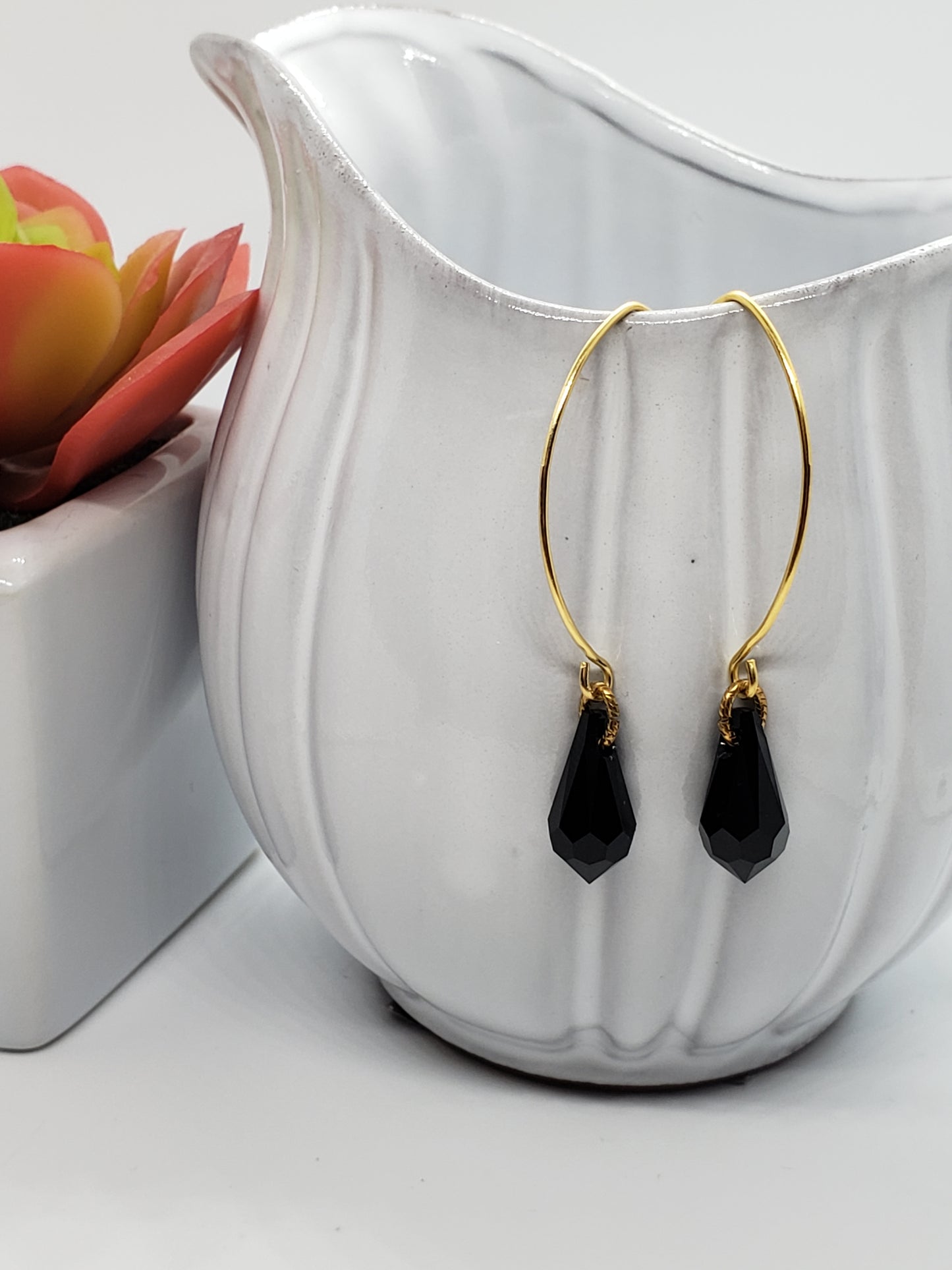 Black and Gold Swarovski earrings
