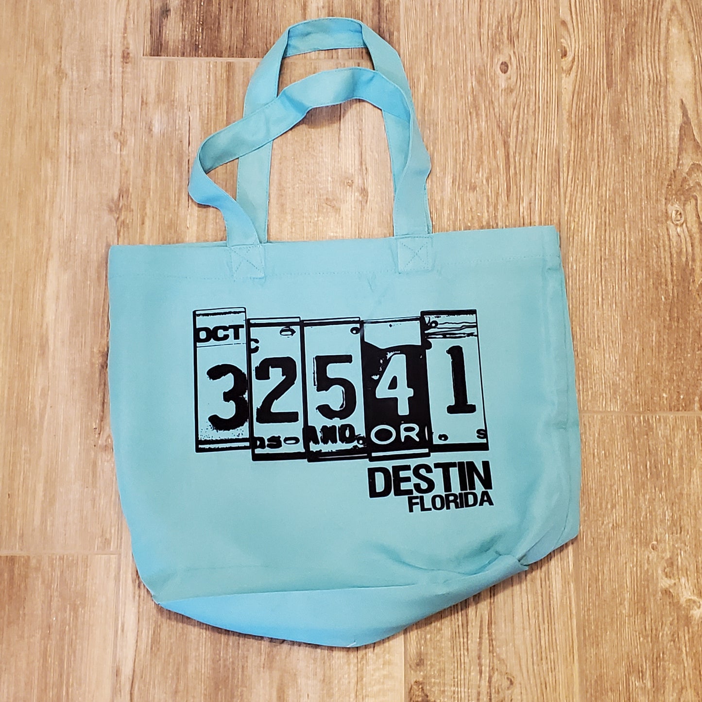 Destin License plate tote bag