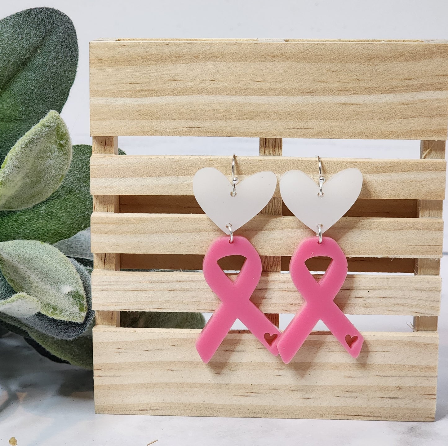 Breast cancer awareness earrings
