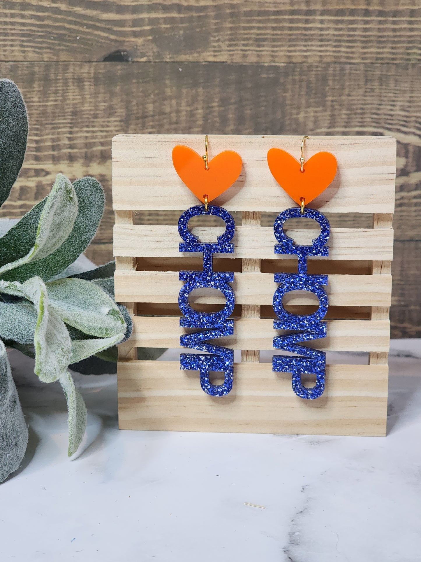 Chomp Blue and Orange Earrings