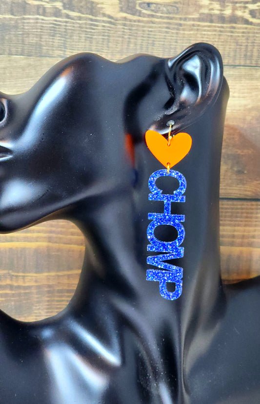 Chomp Blue and Orange Earrings