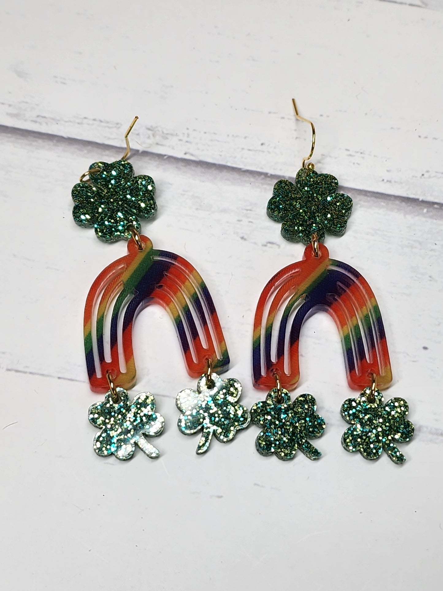 Rainbow clover earrings